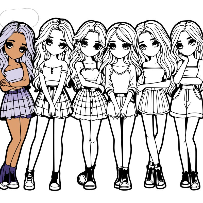 a group of girls realistic