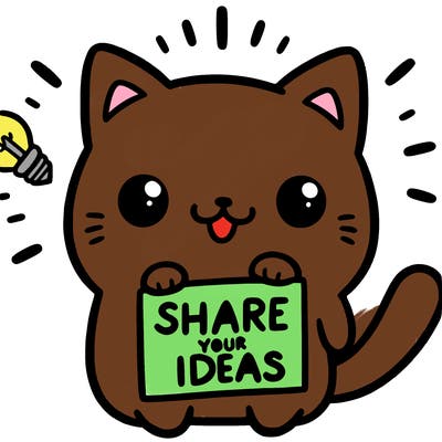 a cute cat saying share your ideas