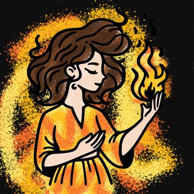 woman with fire