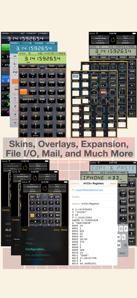 i41CX+ - Descripción general de las funciones de la aplicación i41CX plus, incluyendo superposiciones de aspecto personalizables y gestión de archivos