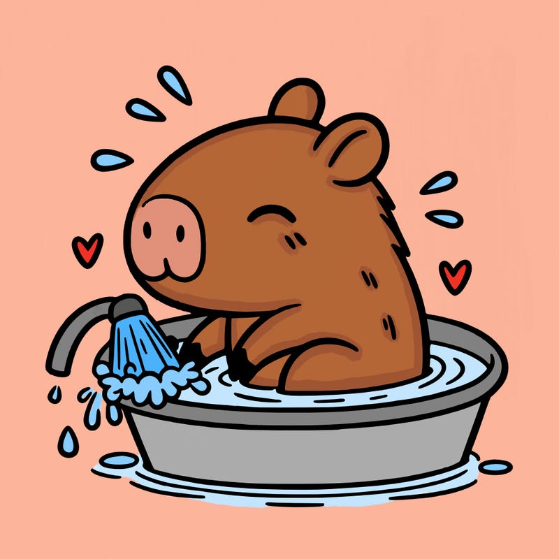 capybara taking a bath