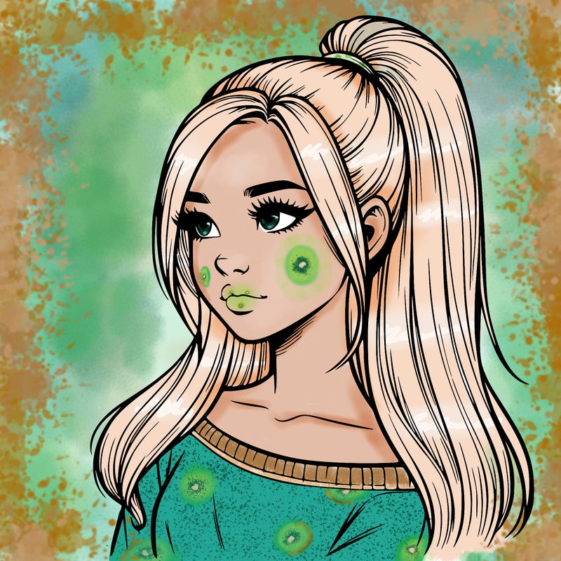 realistic girl with a high ponytail