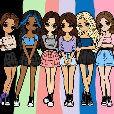 a group of girls realistic