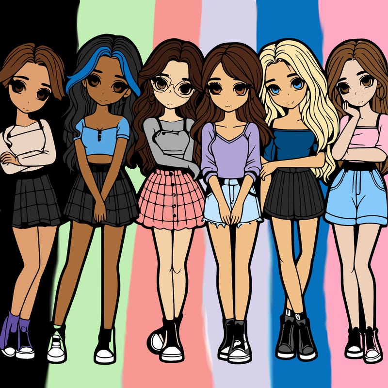 a group of girls realistic