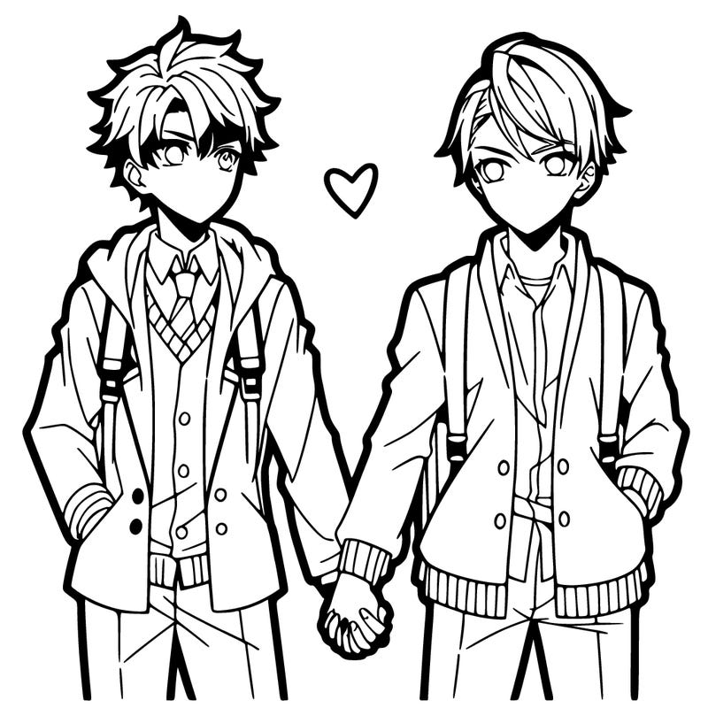 two anime guys holding hands