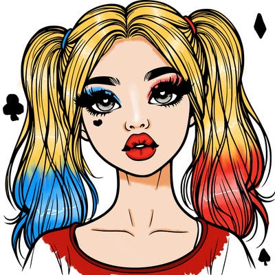 realistic girl with ponytails and lips