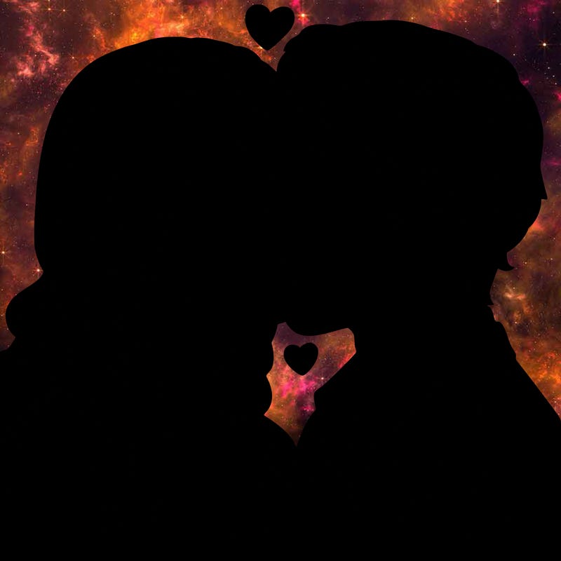 a man and a woman kissing realistically
