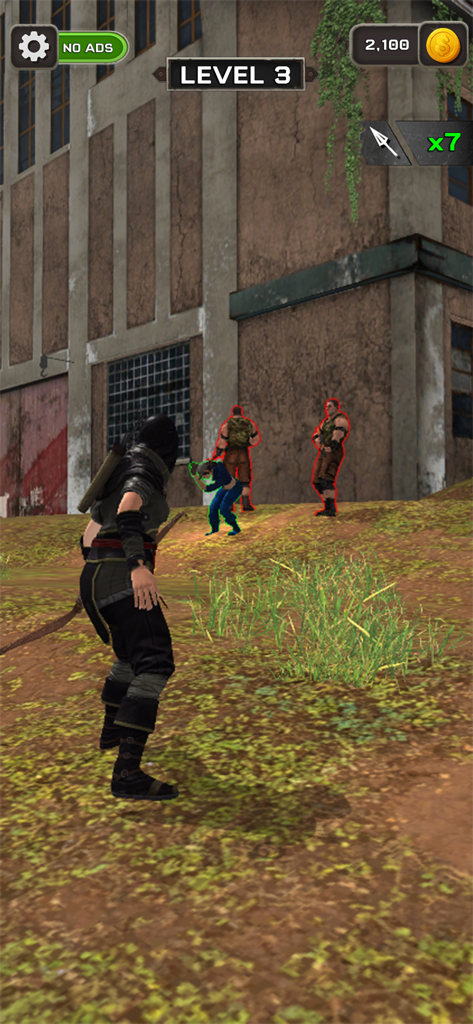 Archer Attack 3D: Shooter War - Un archer 3D en tenue tactique cible des ennemis près d'un bâtiment industriel