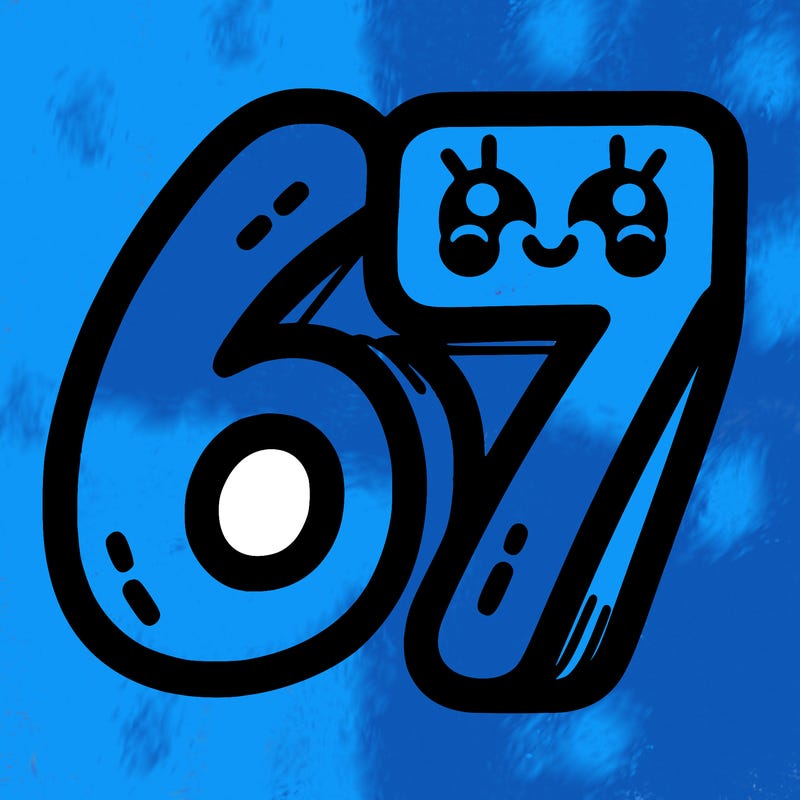 the numbers 67