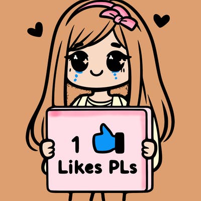 girl holding a sign saying 10 likes pls