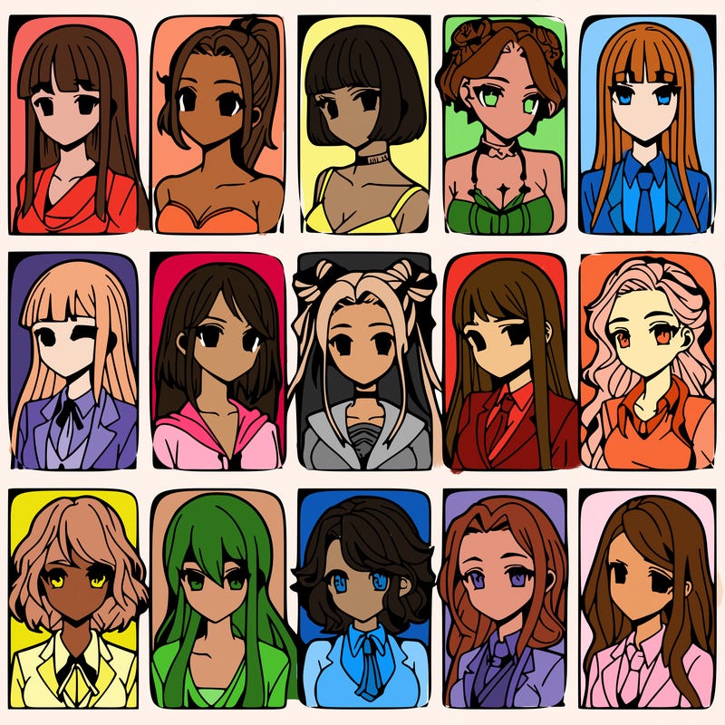 girls that look diffrent anime