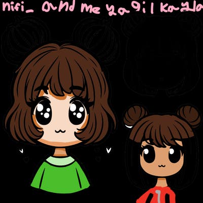one girl with two puffy buns and one with short hair