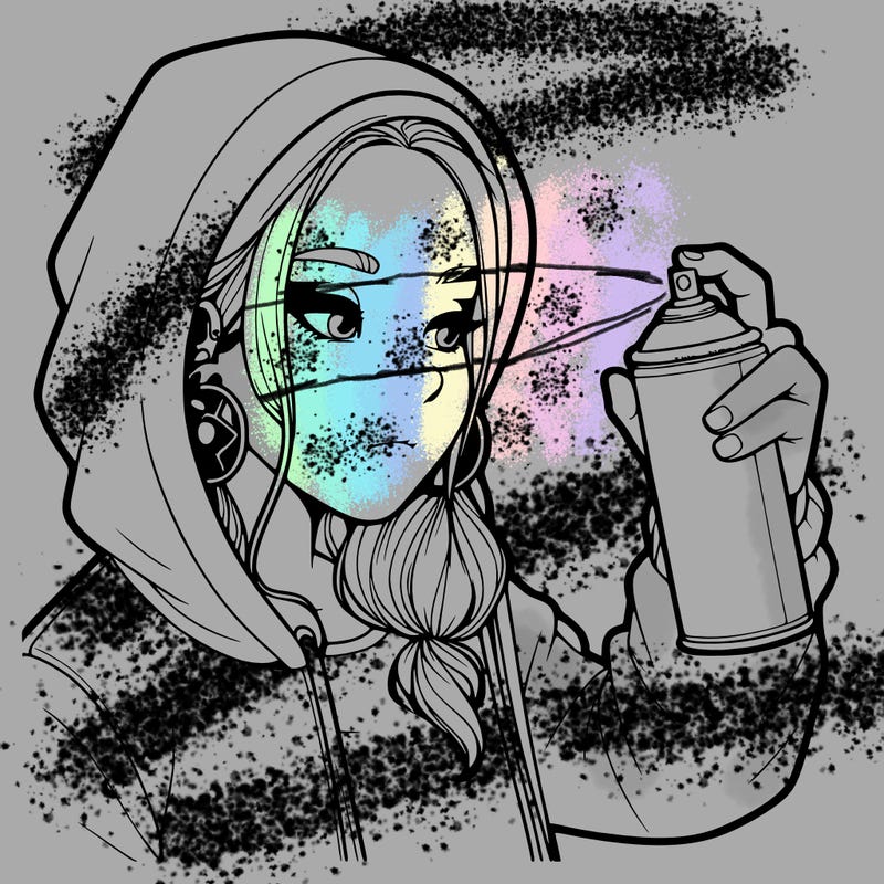 a realistic girl, spray painting
