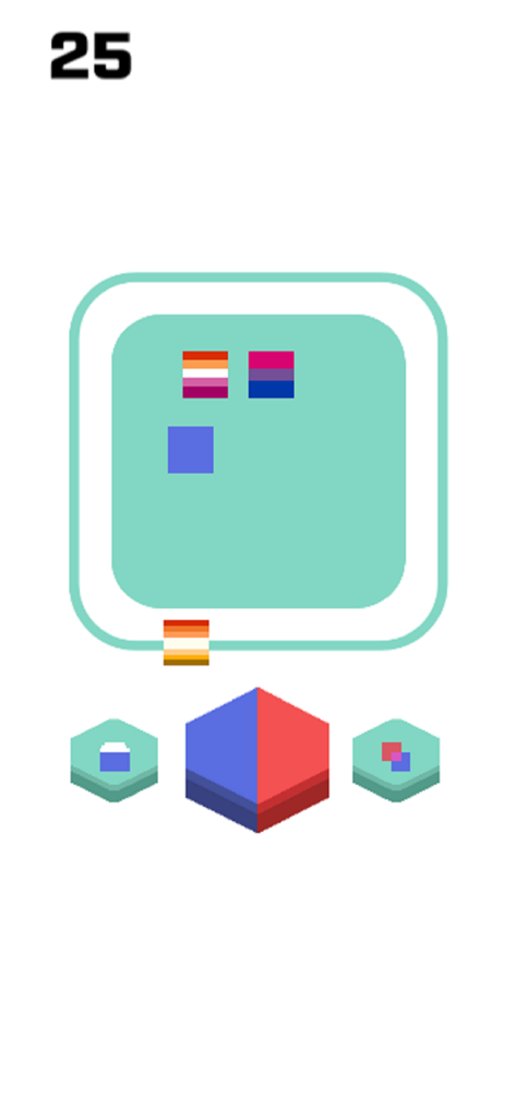 LGBT Cube Merge Defense - Gameplay screenshot of LGBT Cube Merge Defense showing cubes with lesbian and bisexual pride flags