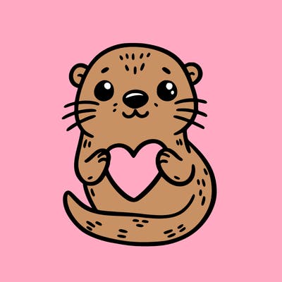 otter with a heart