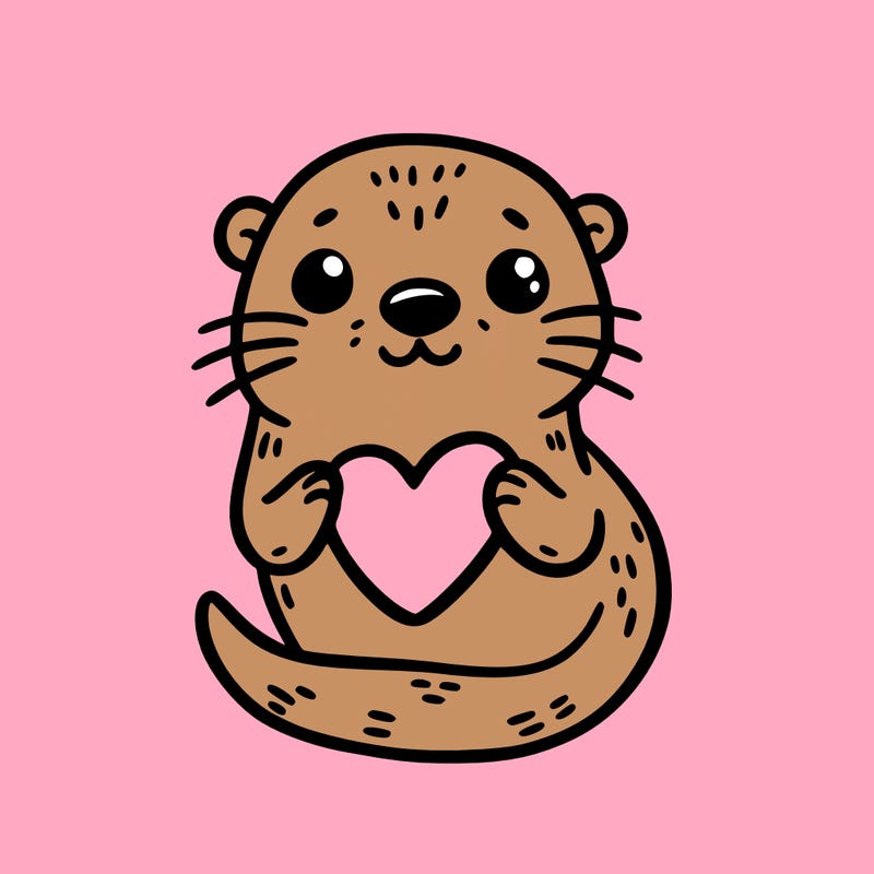 otter with a heart
