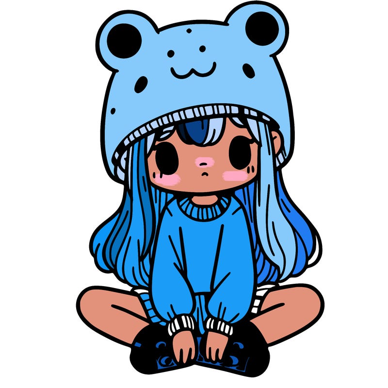 a girl wearing a frog hat and some frog socks