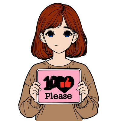 realistic girl holding a sign that says 1 like please