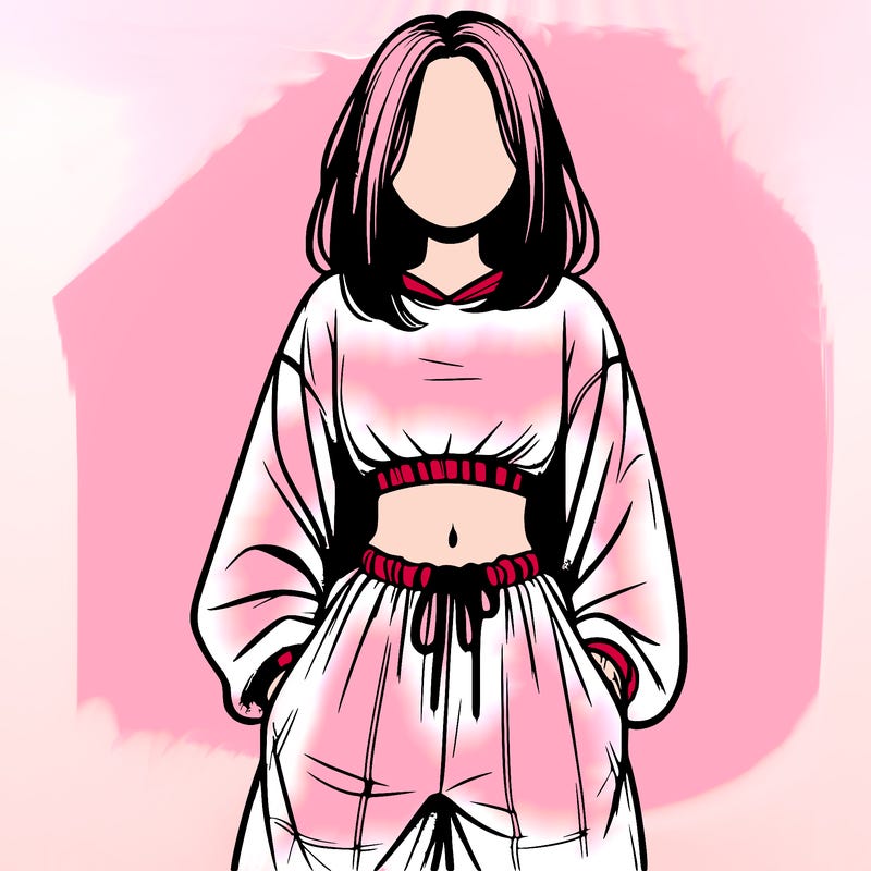 realistic girl faceless with baggy pants and a crop top