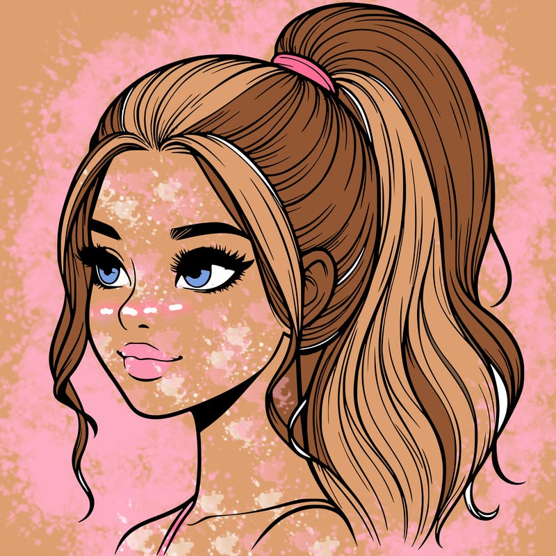 realistic girl with a high ponytail