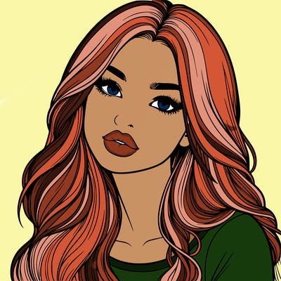 realistic girl with hair on her hair and lips