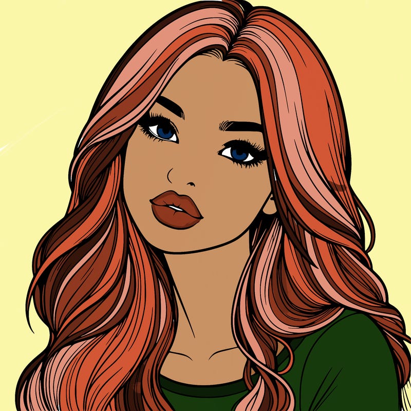 realistic girl with hair on her hair and lips