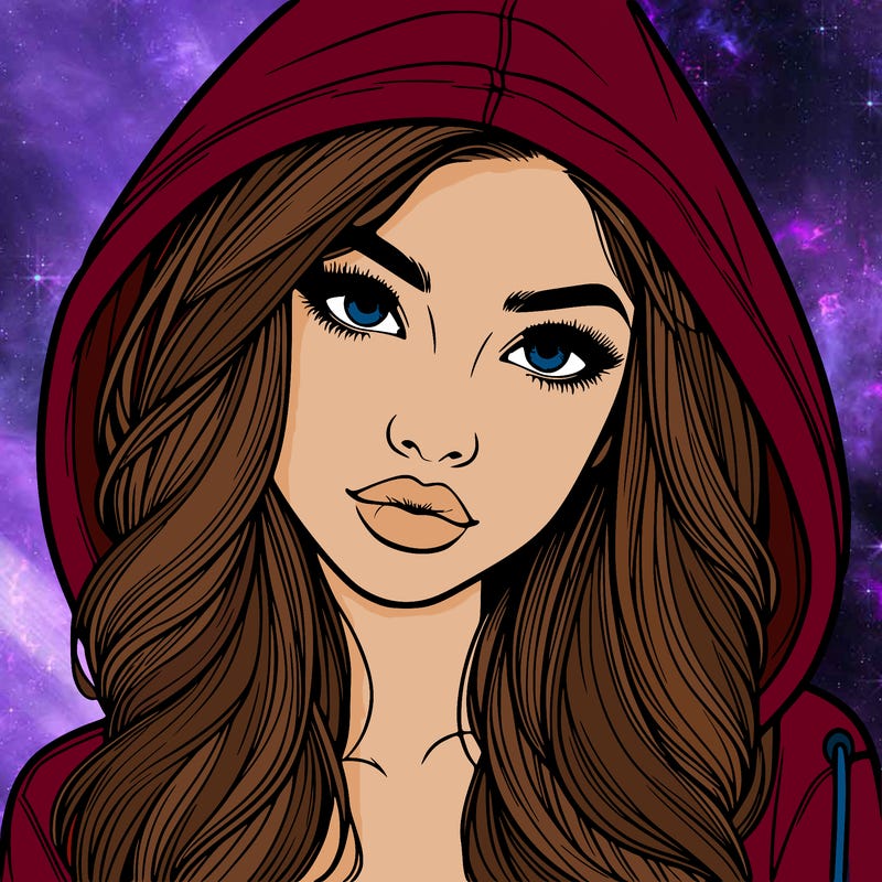 realistic beautiful girl with a hood on