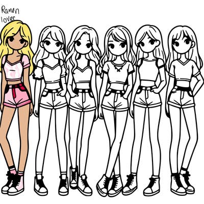 a group of girls wearing crop tops and shorts