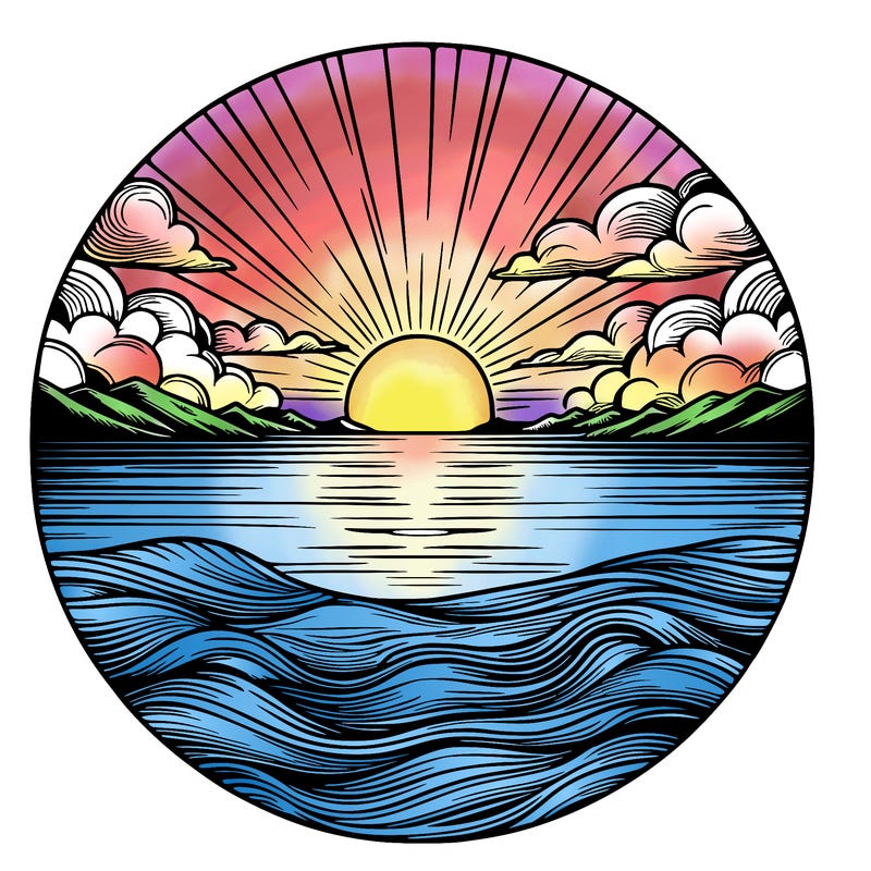 realistic sunset