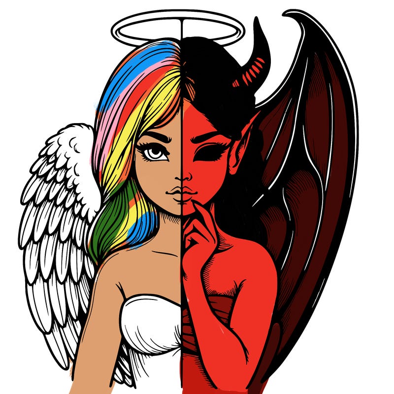 realistic angel half demon