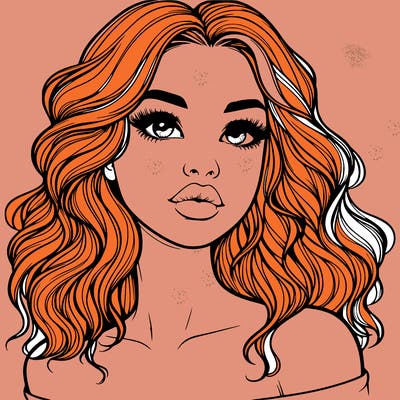 realistic girl with wavy hair and lips