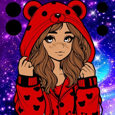 realistic girl in a animal pjs hoodie