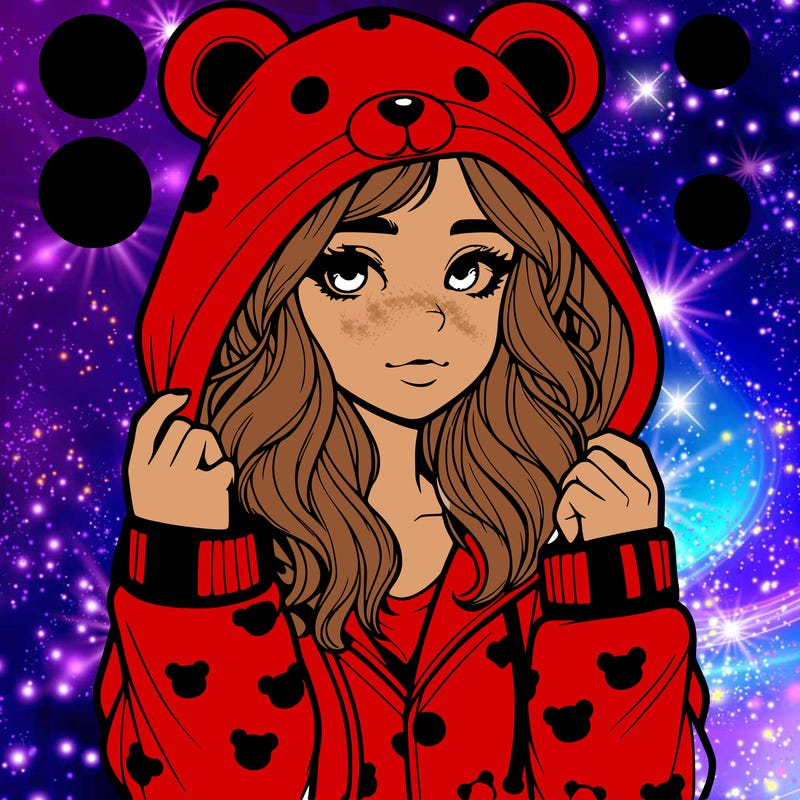 realistic girl in a animal pjs hoodie