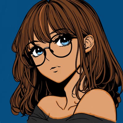 manga woman character with glasses and nice lips