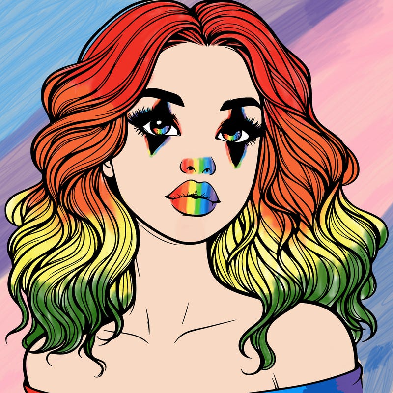 realistic girl with wavy hair and lips