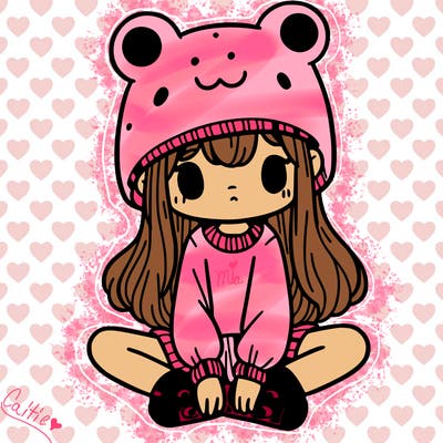 a girl wearing a frog hat and some frog socks