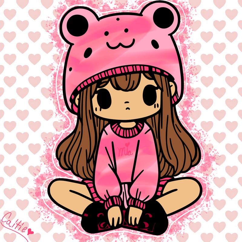 a girl wearing a frog hat and some frog socks