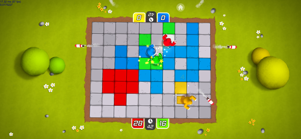 Party Friends Fun Mini Games - Quatro jogadores competindo em um minijogo local multijogador de colorir grades