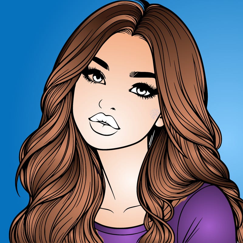 realistic girl with hair on her hair and lips