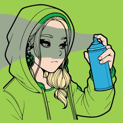 a realistic girl, spray painting