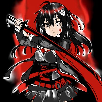 anime girl with sword in cool pose