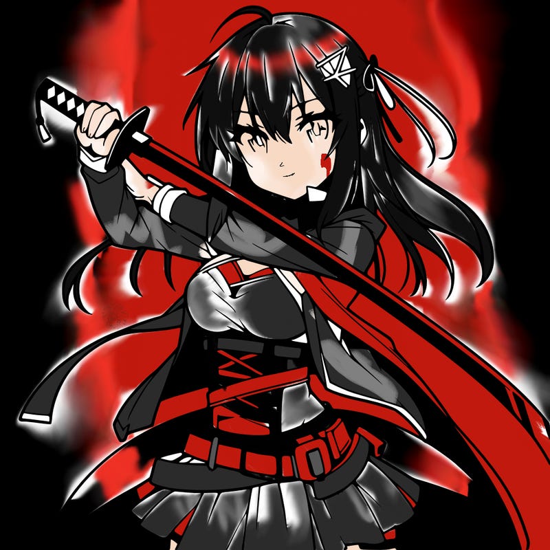 anime girl with sword in cool pose