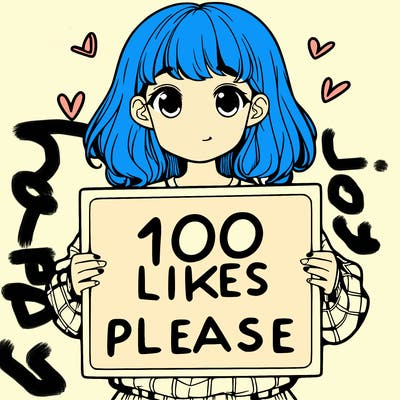 a girl holding a sign saying 100 likes please