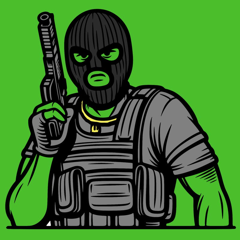 a man in a  ski mask with a gun