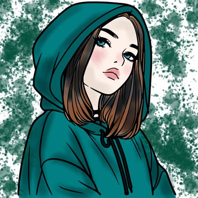 a realistic girl in a hoodie