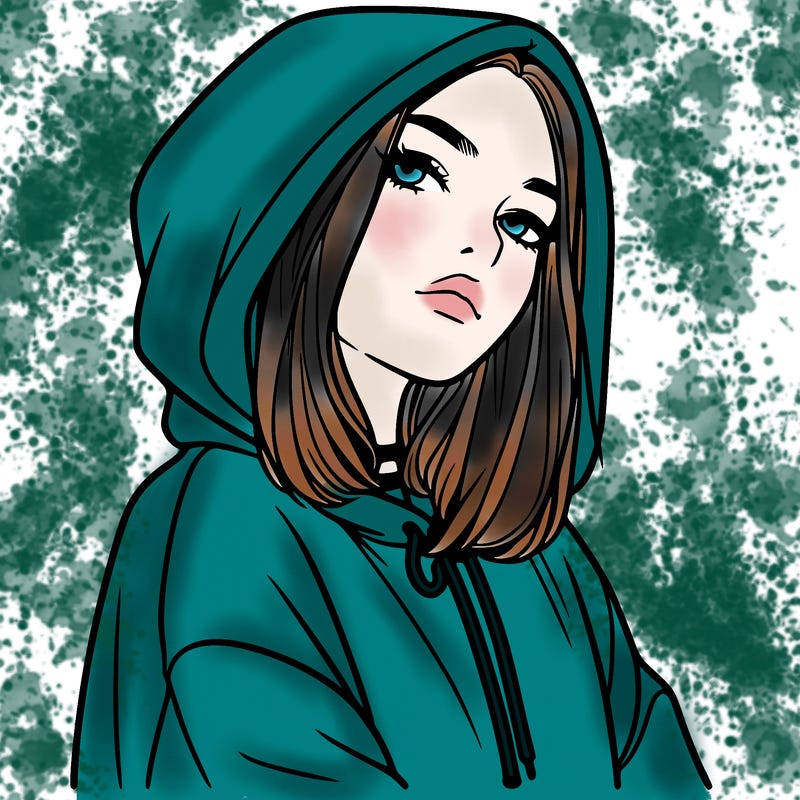 a realistic girl in a hoodie