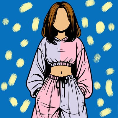 realistic girl faceless with baggy pants and a crop top