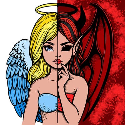 realistic angel half demon