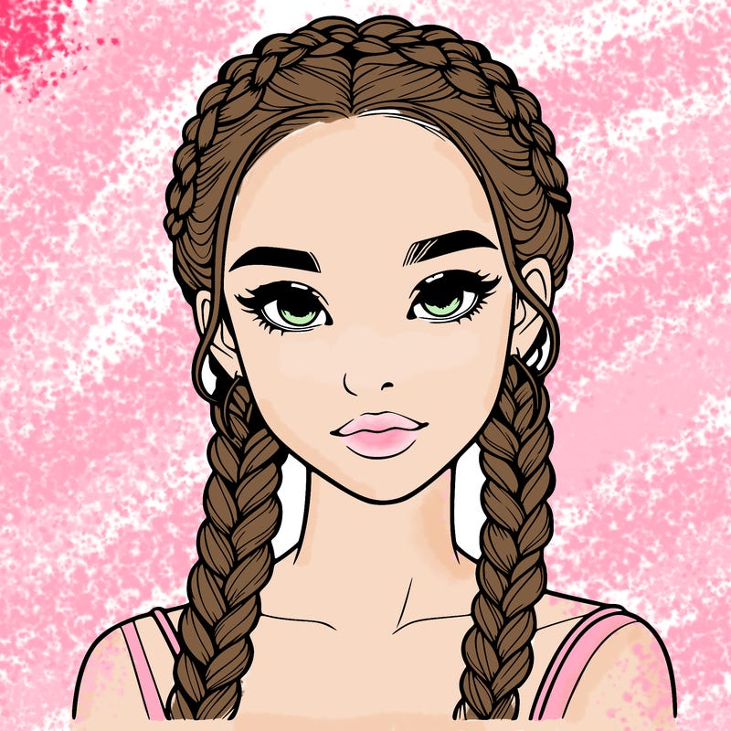 realistic girl with braids