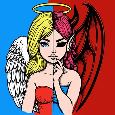 realistic angel half demon